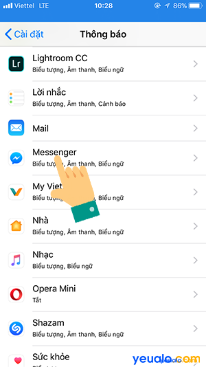 Cách ẩn tin nhắn Messenger trên màn hình khóa iPhone 4