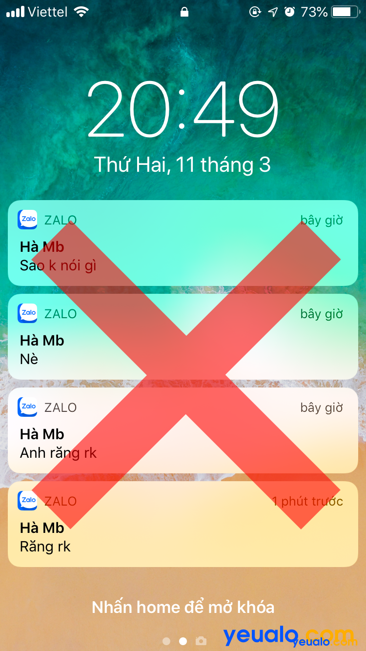 Cách ẩn tin nhắn Zalo trên màn hình khóa iPhone