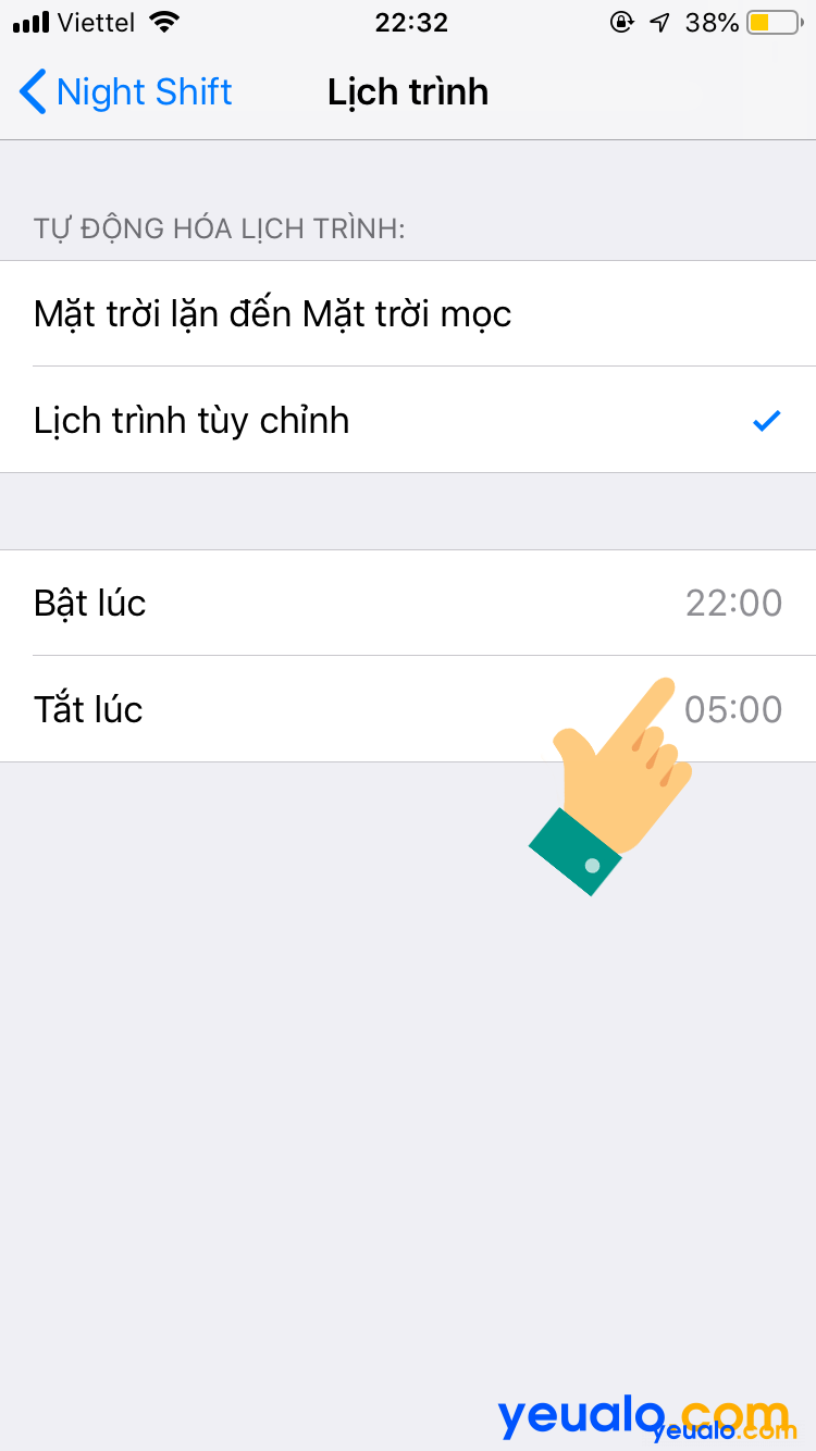 Cách bật chế độ night shift trên iPhone iOS 12 6