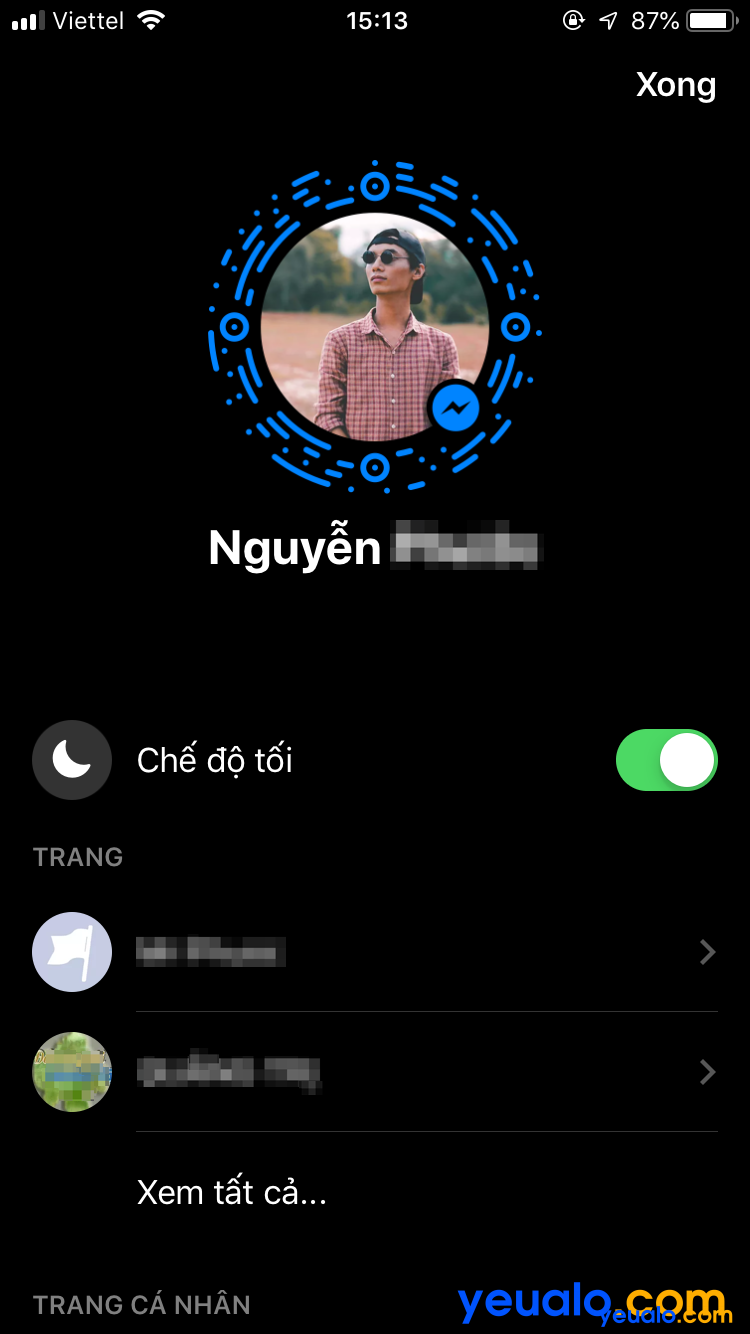 Cách bật chế độ dark mode cho Messenger iPhone 7