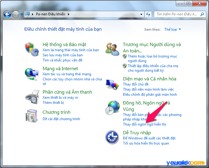 Cách chuyển giao diện ngôn ngữ Tiếng Việt sang Tiếng Anh trên máy tính Windows 7 2