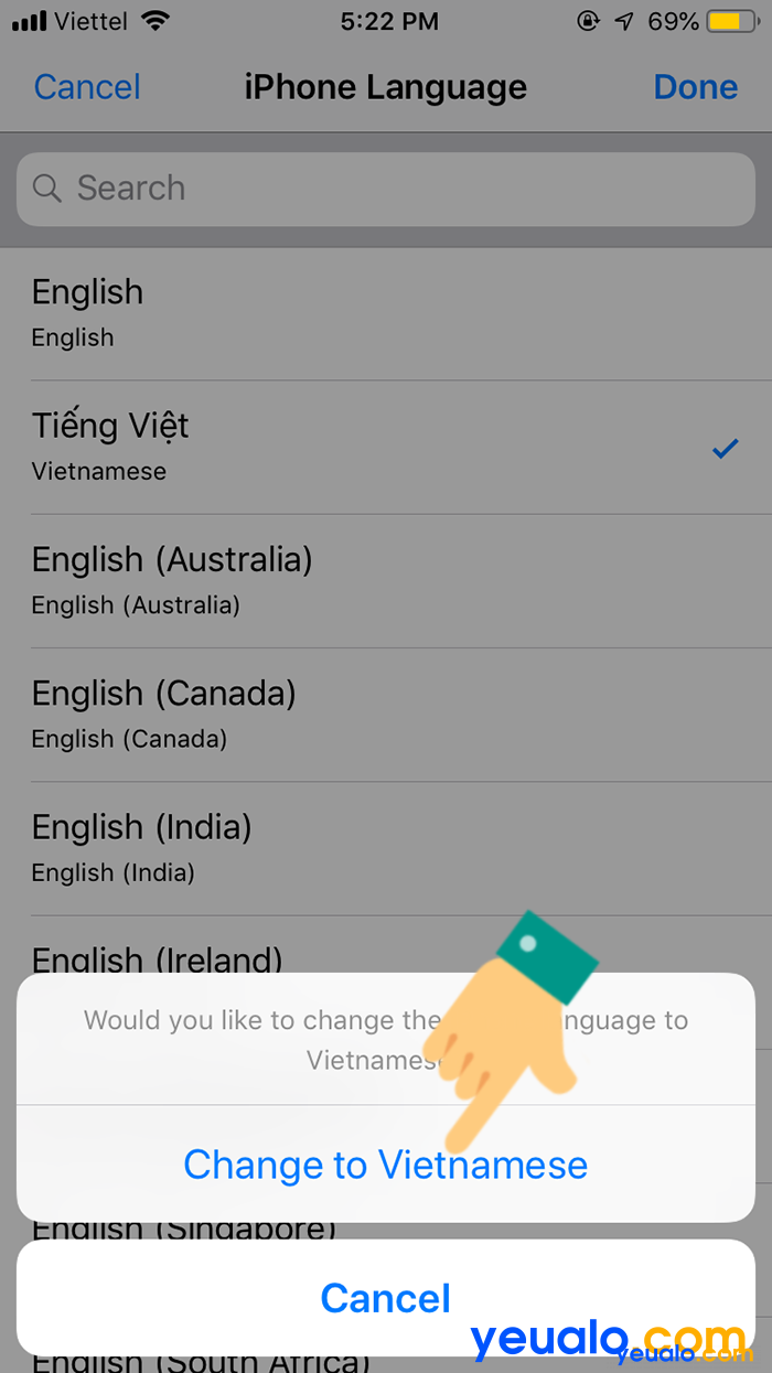 Cách đổi ngôn ngữ Facebook sang tiếng Việt trên điên thoại iPhone 6