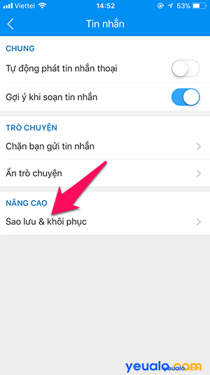 Cách sao lưu khôi phục tin nhắn Zalo trên iPhone 3