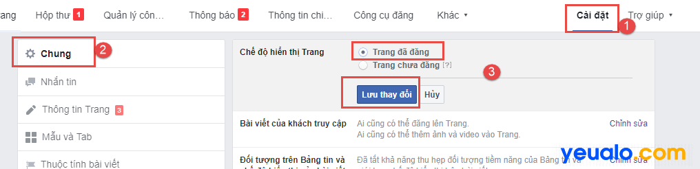 Cách sửa lỗi Fanpage Facebook bị ẩn không xem được 2