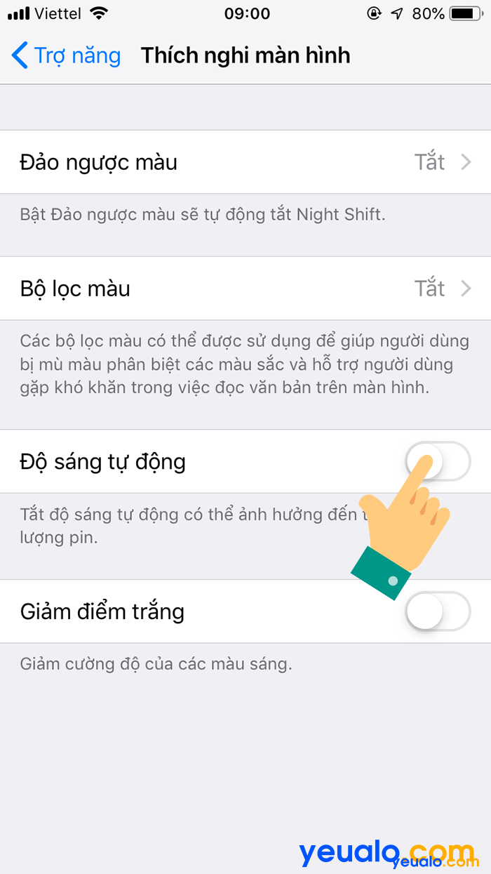 Cách tắt chế độ tự điều chỉnh độ sáng màn hình trên iOS 12 5