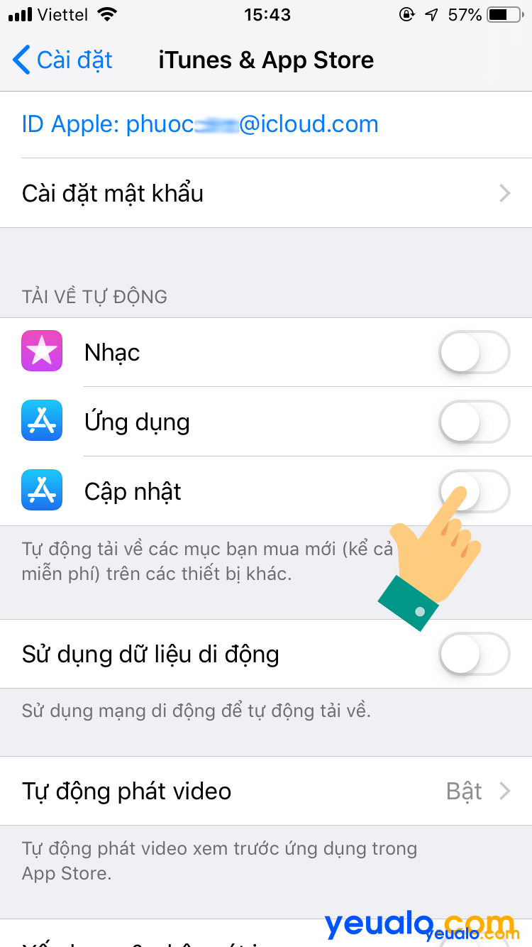 Cách Tắt tự cập nhật ứng dụng trên iOS 12 4