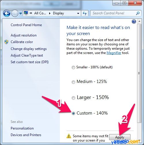 Cách chỉnh cỡ chữ màn hình máy tính trên Windows 7 8
