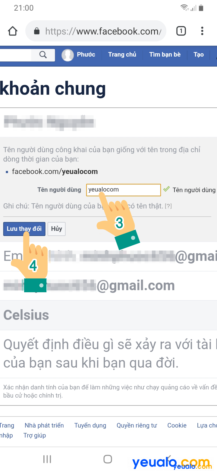 Cách thay đổi tên đăng nhập, id Facebook bằng điện thoại 4