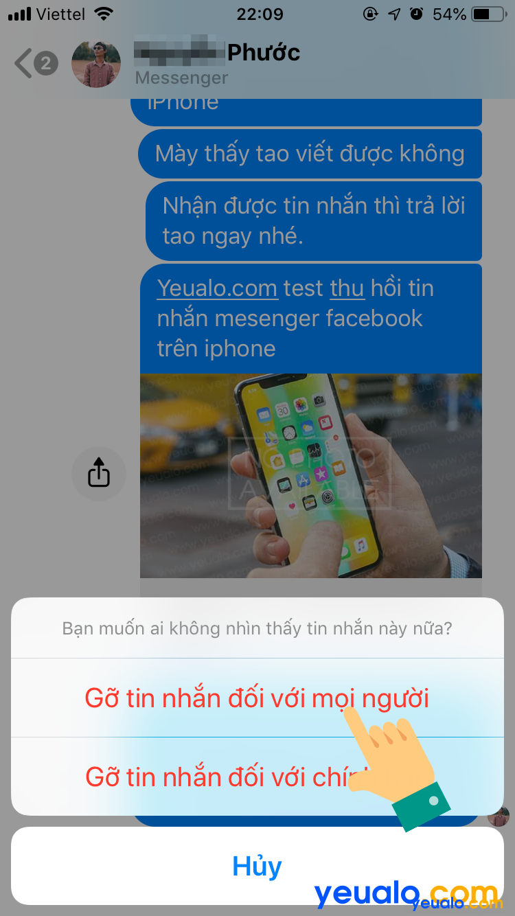 Cách thu hồi tin nhắn Messenger đã gửi trên iPhone 3