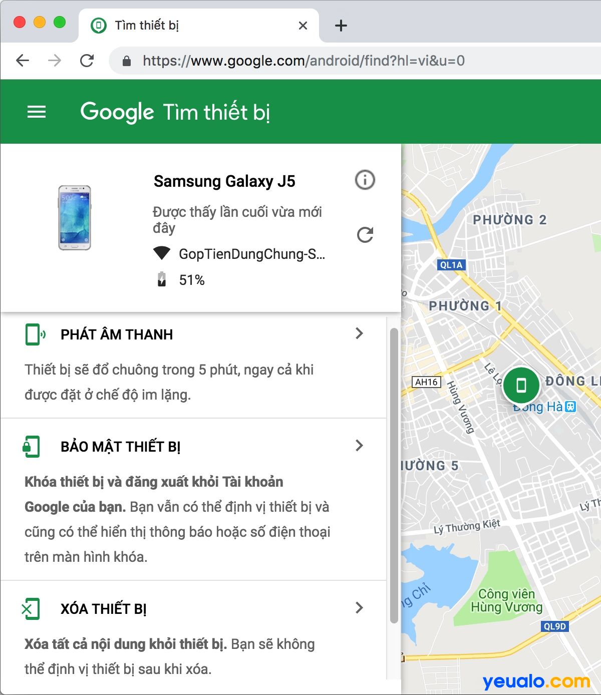 Cách tìm điện thoại Samsung bị mất