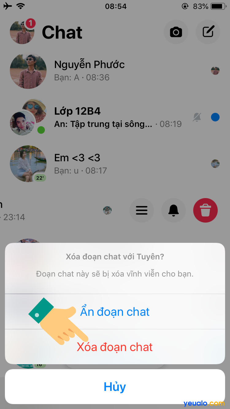 Cách xoá nhiều tin nhắn trên Messenger 3