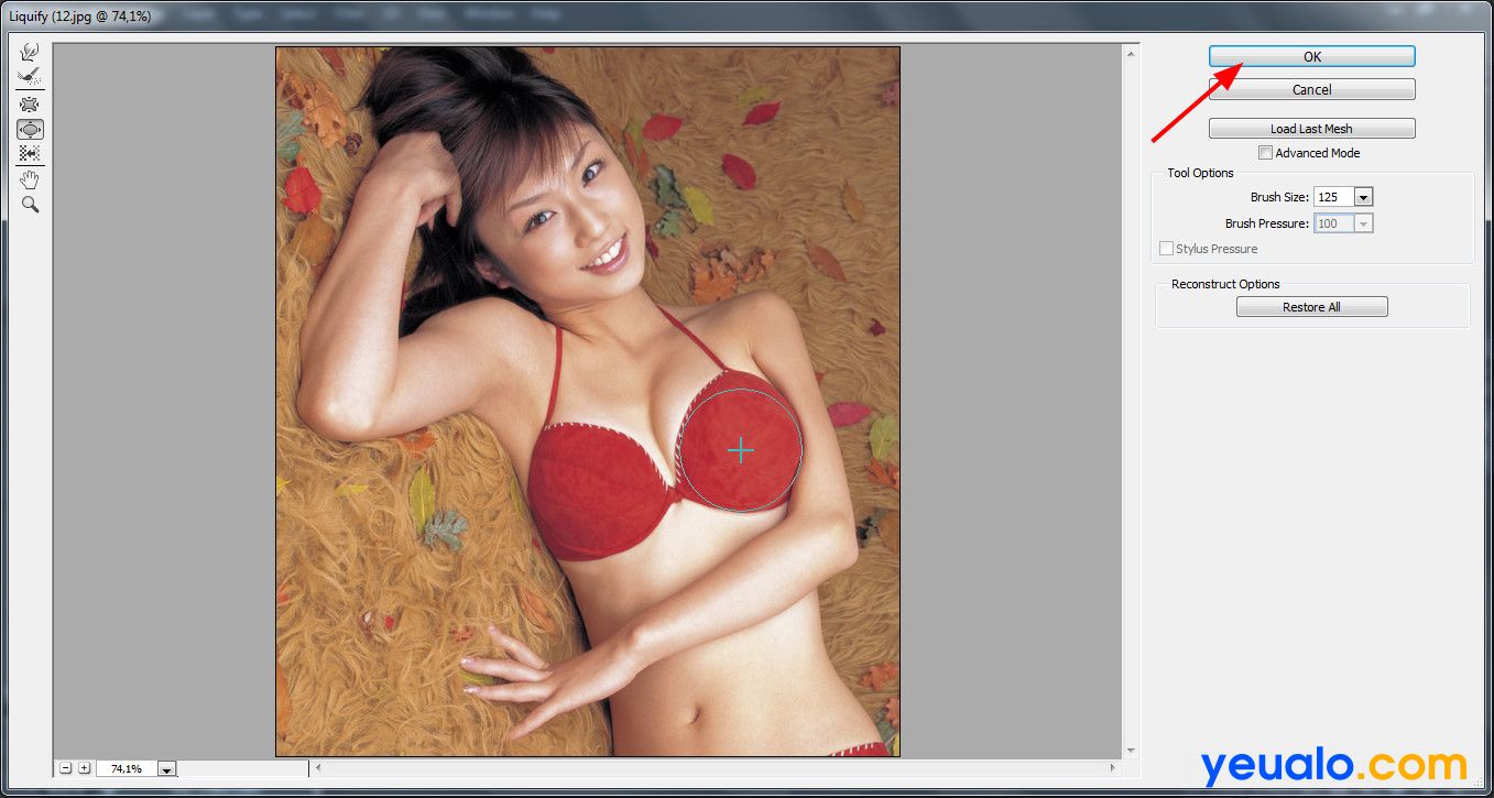 Cách tăng kích thước ngực bằng Photoshop 4