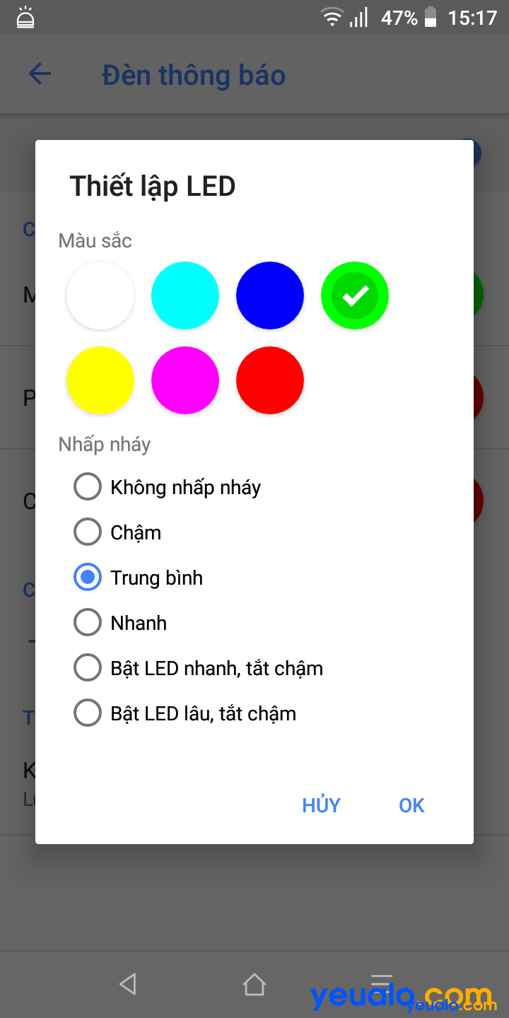 Cách đổi màu đèn LED thông báo trên Vsmart 5
