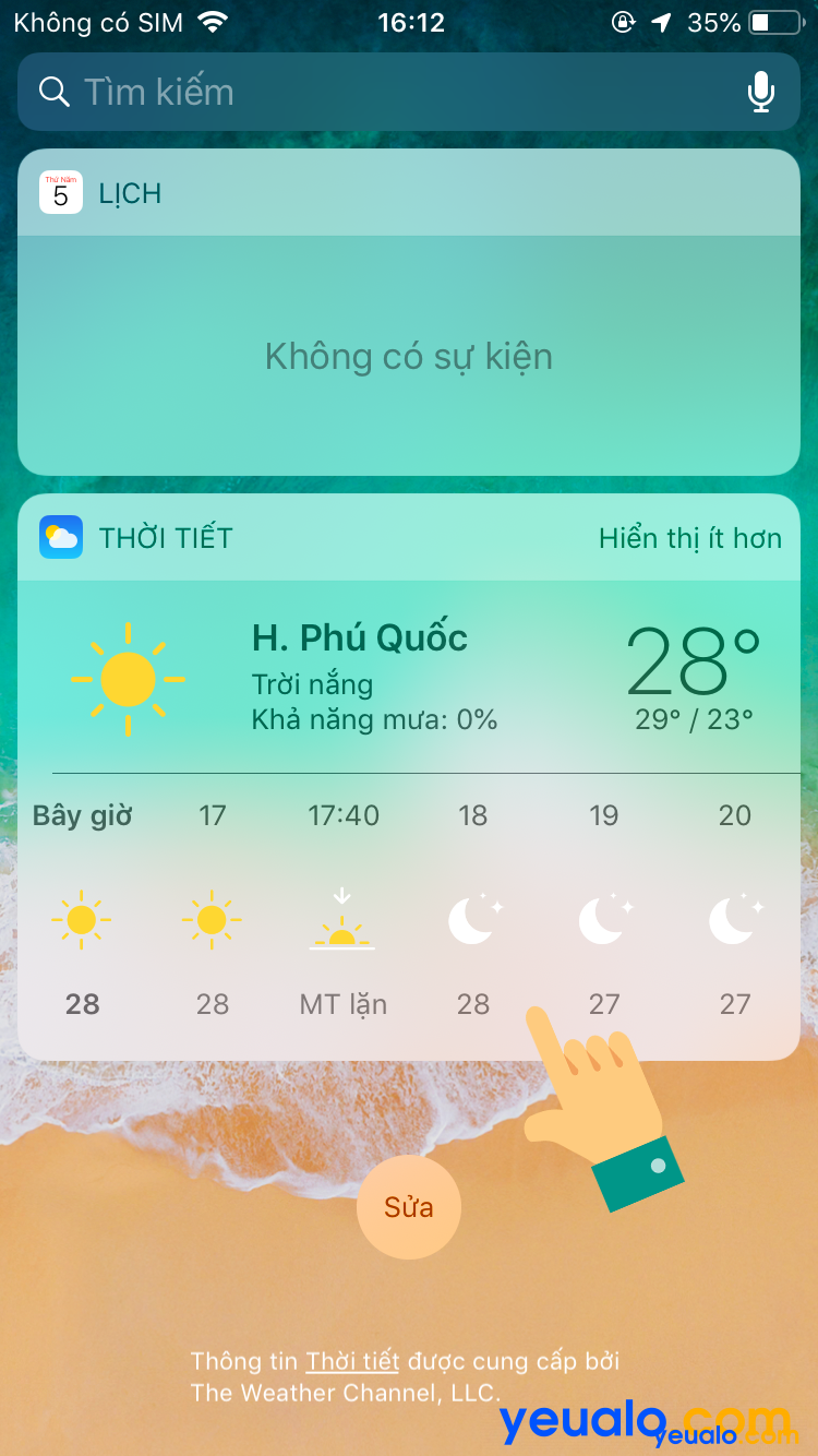 Cách cài đặt Thời tiết trên màn hình iPhone 4